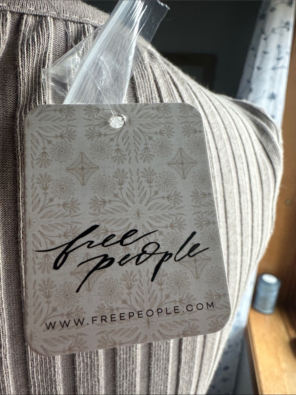 Free People Ribbed Button-Front Cardigan — Taupe - Picture 2 of 3